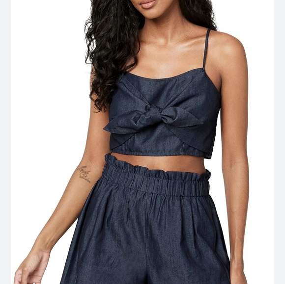 BUFFALO DAVID BITTON Audrey Front Knot Dark Denim Tank Top - Picture 2 of 11